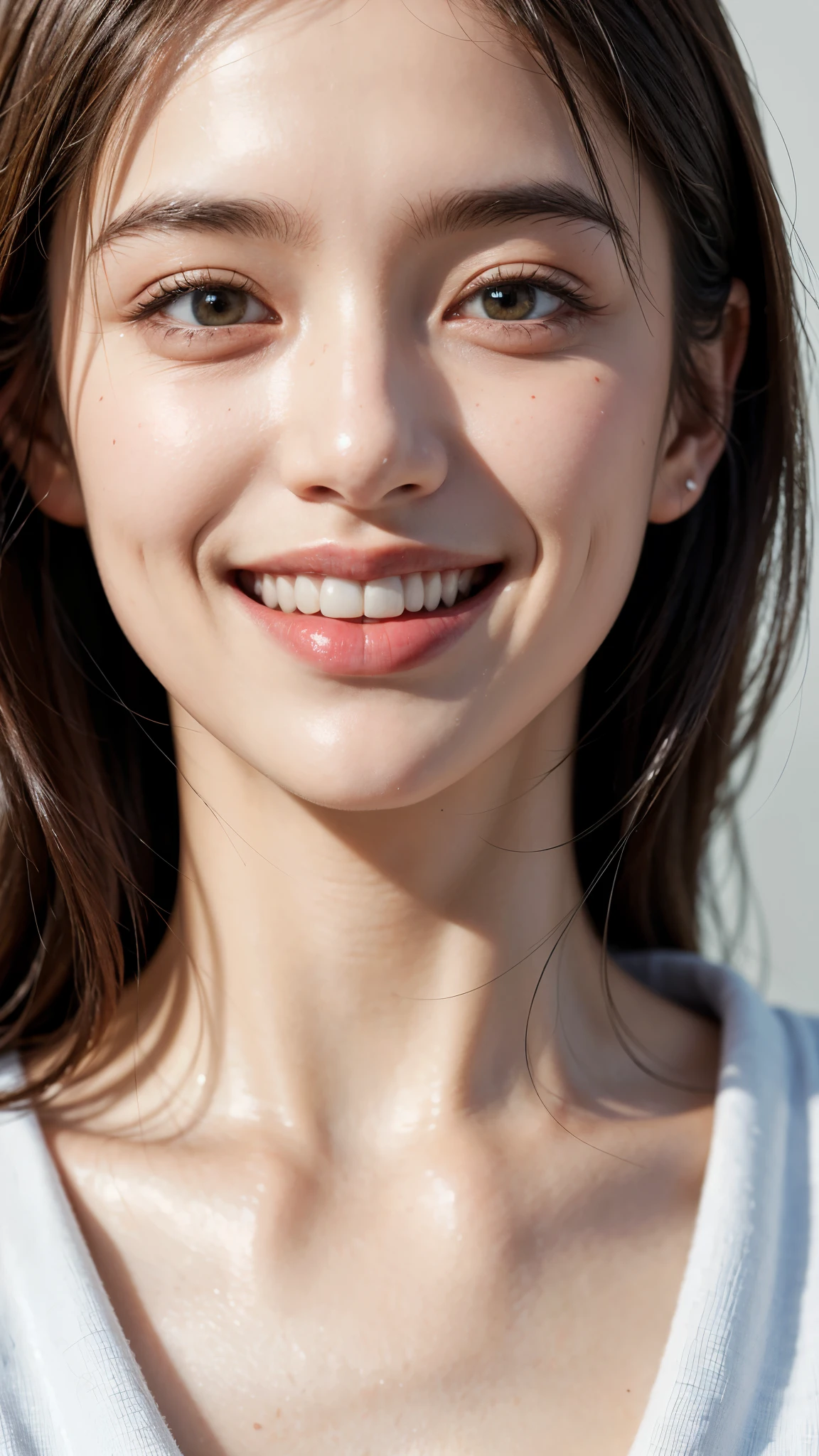 Highest quality, masterpiece, Ultra-high resolution,8k, (Realistic:1.6),((Show your teeth and smile)), (Close-up portrait:1.4) RAW Photos,((Uniqlo&#39;s cherry blossom bra top and pleated mini skirt)),((Nipples seem to be visible)),((Full body photo)),1 person,Omotesando,A slim 26-year-old adult woman,((Ponytail and hair tie)),((New Era Cap)),((Looking up at the audience)),Face Focus:1.4,((Photographed from above with a fisheye lens:1.4)),