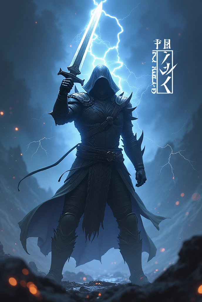 a solo levling hero in dark mode sword in hands in air anf lightning effect and type jatin in stylish in big word jatin inside this image in bigword type jatin inside this image in big words more badass character inside image