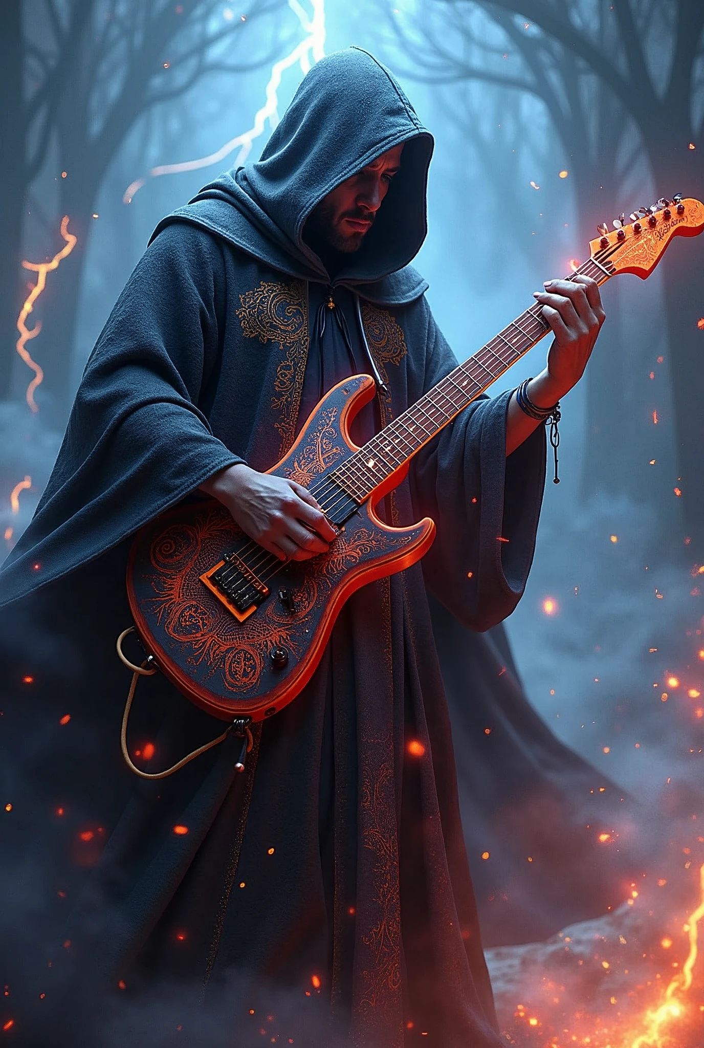 heavy metal wizard, electric guitar