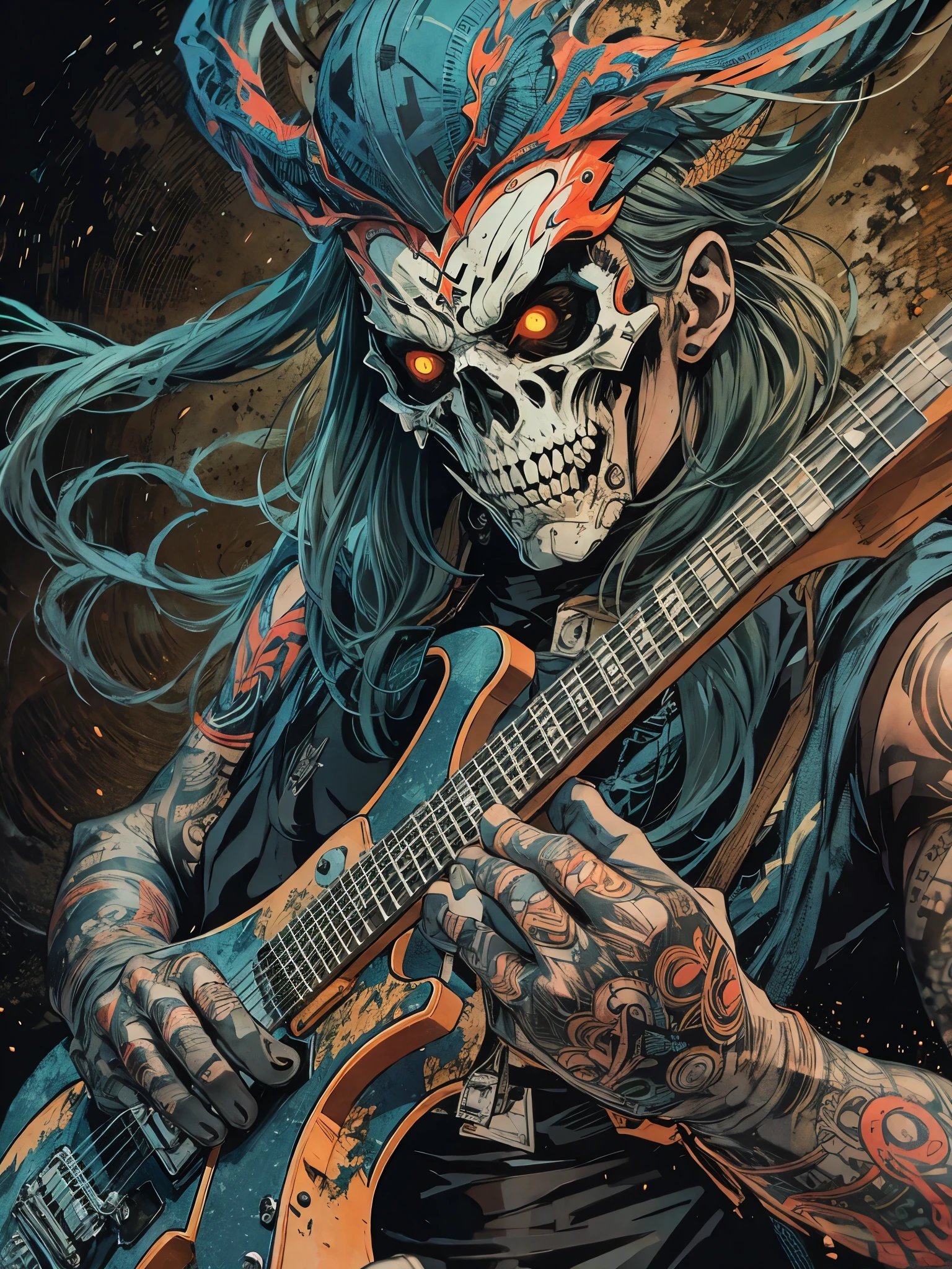 heavy metal wizard, electric guitar