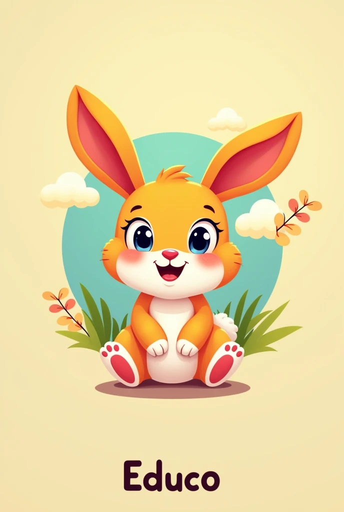 Joy full logo for ed tech company named Educo introduction photo with cute rabbit 8k 