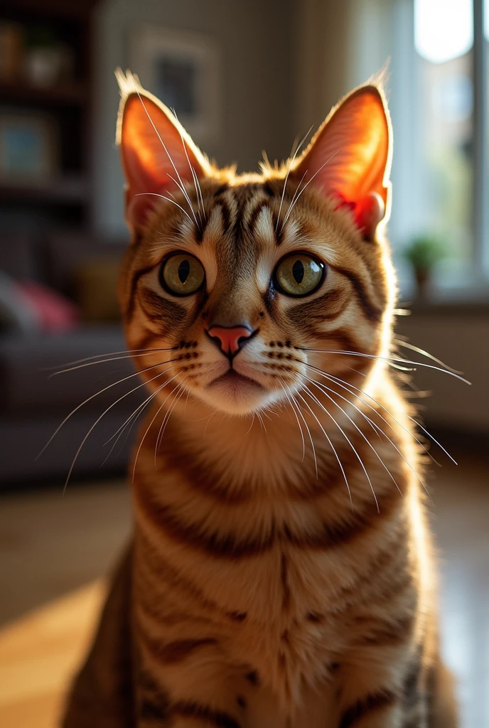 1 cat,red tabby,sharp eyes staring at the wall,The Ferenc-Gerstaden phenomenon,living room,