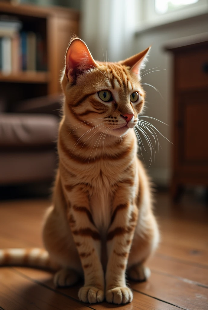 1 cat,red tabby,sharp eyes staring at the wall,The Ferenc-Gerstaden phenomenon,living room,
