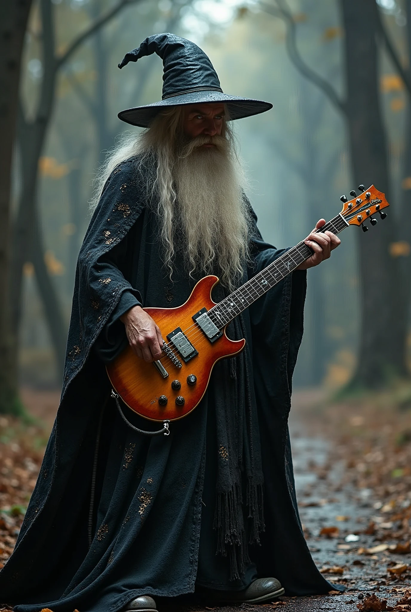 heavy metal wizard, electric guitar,gandalf