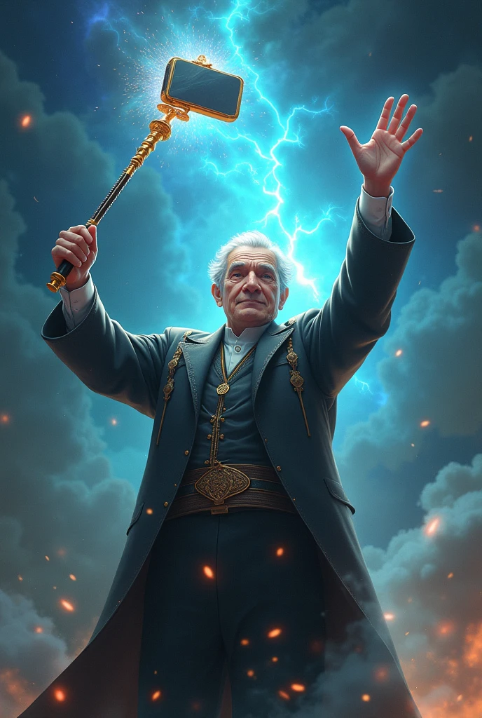 Man holding a Magical selfie stick

