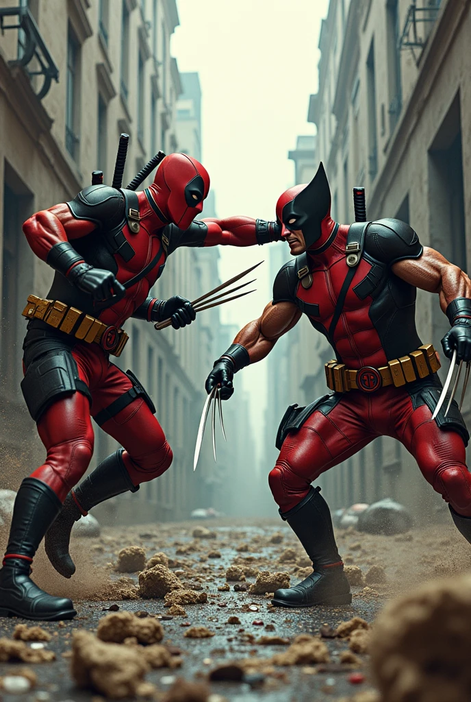 A fight between Deadpool and Wolverine fighting AIDS
