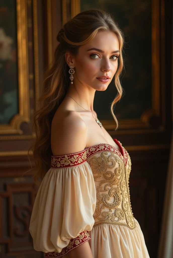 Um belo retrato da imperatriz, blonde hair, Olhos Azuis Perfeitos, com um brilhante, impossible awesome great christmas headpiece, roupas Papai Noel vestes, tudo Natal, neve, symmetric, Dramatic studio lighting, RococoStyle, Barroco, verdura, Asian, hiper-realismo, Closeup, d&d, fantasia, intrincado, elegante, altamente detalhado, pintura digital, art-station, octan render, 8k, arte conceitual, Fosco, foco nítido