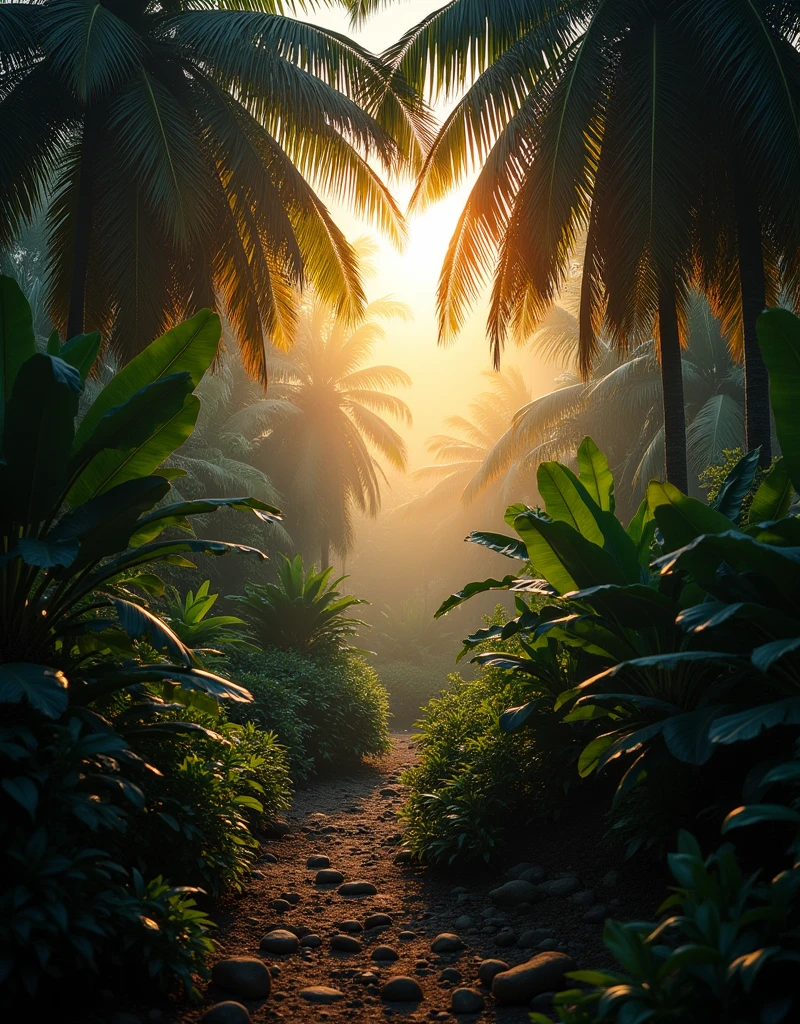 beautiful tropical nature with dark contrast sun shines 