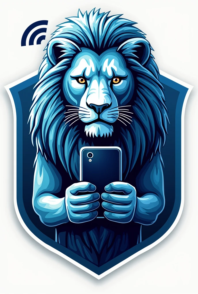 Create a company logo the name is LILNIC INTERNET CONNECTION put WiFi Logo on the background then put a lion on the background with a phone then put CCTV camera on the main background
