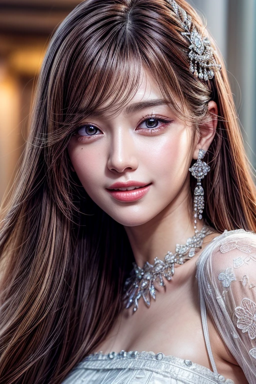 (Very detailed 8k wallpaper), best quality, masterpiece, high resolution, 1girl, porcelain skirt, hair accessories, necklace, jewelry, beautiful face, body, Tyndall effect, realistic, dark studio, edge lighting, two-tone lighting, (high detail skin: 1.2), 8k uhd, dslr, soft light, high quality, volumetric light, voyeur, photo, high resolution, 4k, 8k, bokeh