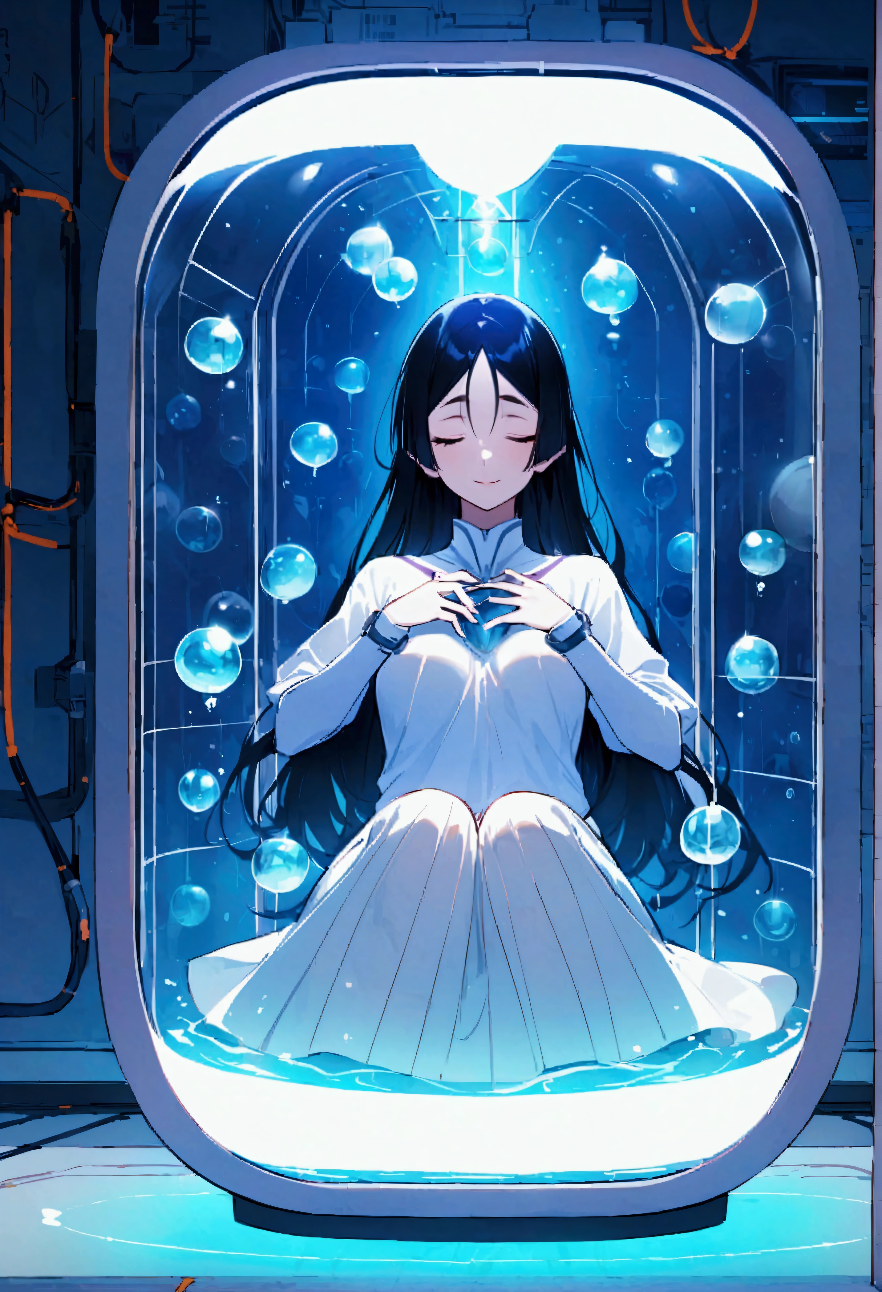 masterpiece、Highest quality、One mature woman、Raikou、A motherly smile、培養The inside of the capsule、It is filled with a futuristic space created by advanced science and technology.。The transparent capsule walls are surrounded by tiny water droplets.、The being trapped inside、It appears to float silently。The capsule is surrounded by tiny sensors.、Data flow is delicately synchronized、The internal environment is precisely controlled。What is trapped inside、He appears to be sleeping peacefully in the capsule.。A soft light envelopes the body.、A fine oxygen supply system is maintained、Supports the continuation of life。The inside of the capsule、Micro vibrations and sound waves provide a calm environment.、Existence is enveloped in a state of peace。Fine tubes are cleverly arranged、Nutrition is provided、Subtle changes in the body are monitored mechanically。The inside of the capsule、It's like a quiet poem being played inside a futuristic life support system.、Confined beings are nurtured safely in time。What is it like to be trapped in this culture? What is a capsule?、It was as if a journey into an unknown future was about to begin, and hope and a sense of security coexisted.、Feel the moment of evolution。