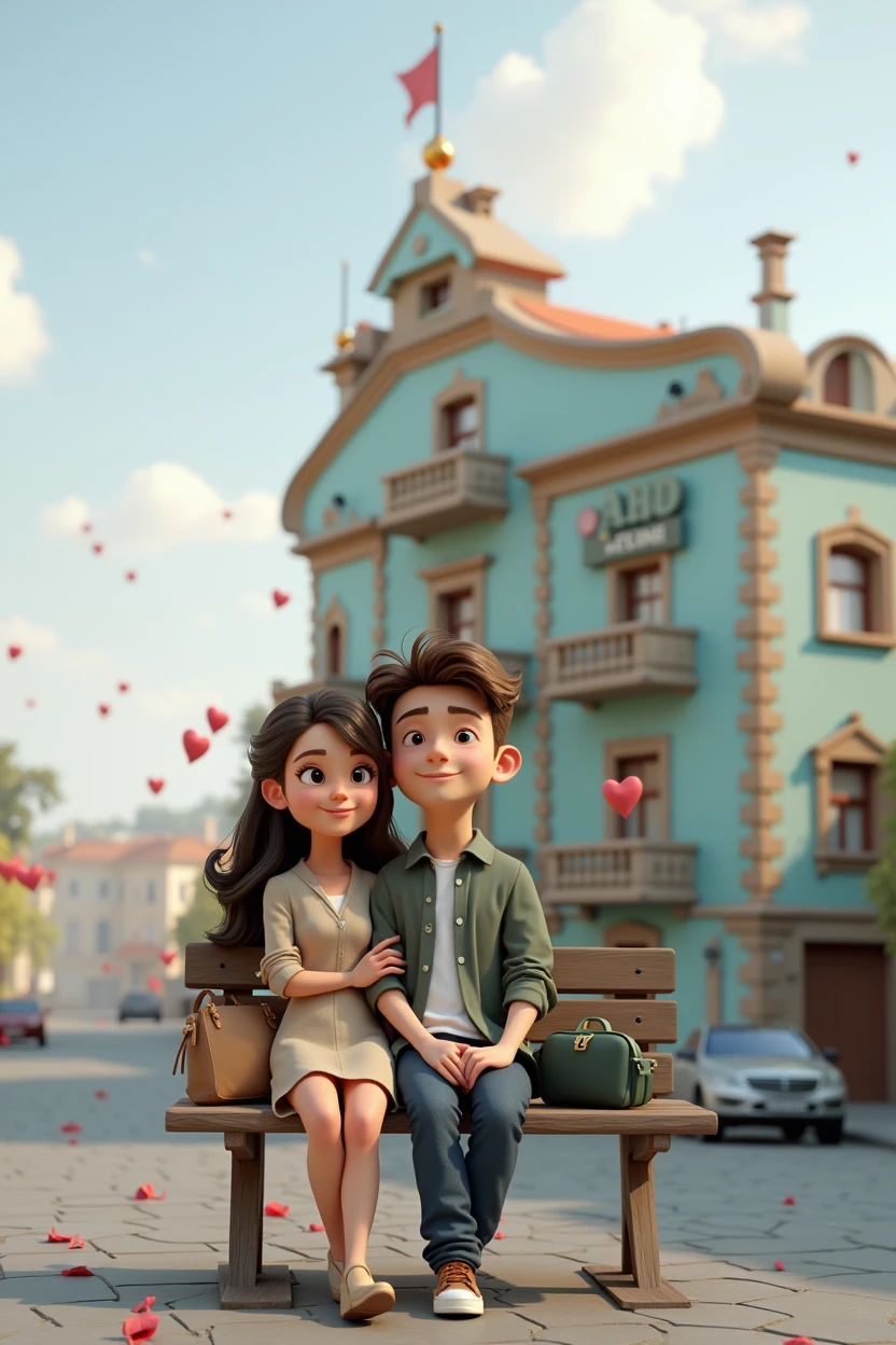 Cartoon character of a romantic couple , an animated character, stylized character, animation style rendering, 3d stylized, Arnold Maya rendering, Stylized 3D rendering, toon render screenshot, 3d character, 3d character, Stylized 3D rendering, 3D character rendering, cartoon character, Personagem de close up, character posing, (Pixar-style) (master part:1.2) (bokeh) (best qualityer) (skin detailed) (detailed texture) (8k) (Argilla) (cinematic lighting) (sharp focus,Sit down and lift your upper body