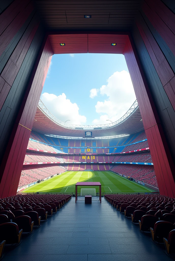 Fc Barcelona stadium inside view behind the goal post