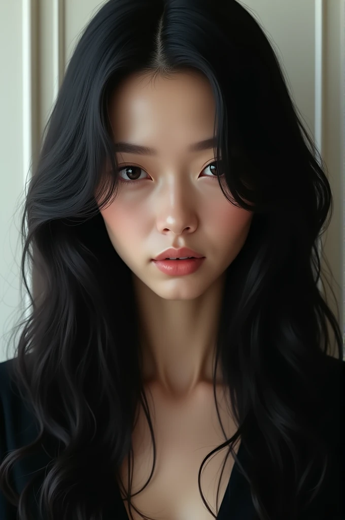 A woman with long black hair 