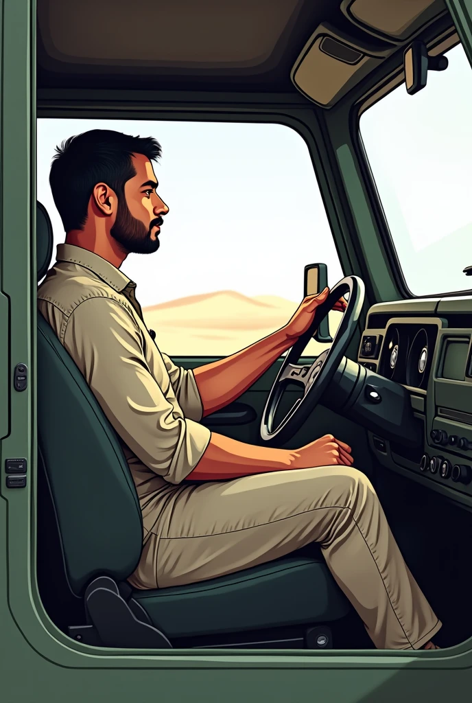 Driver sitting inside Thar jeep clipart
