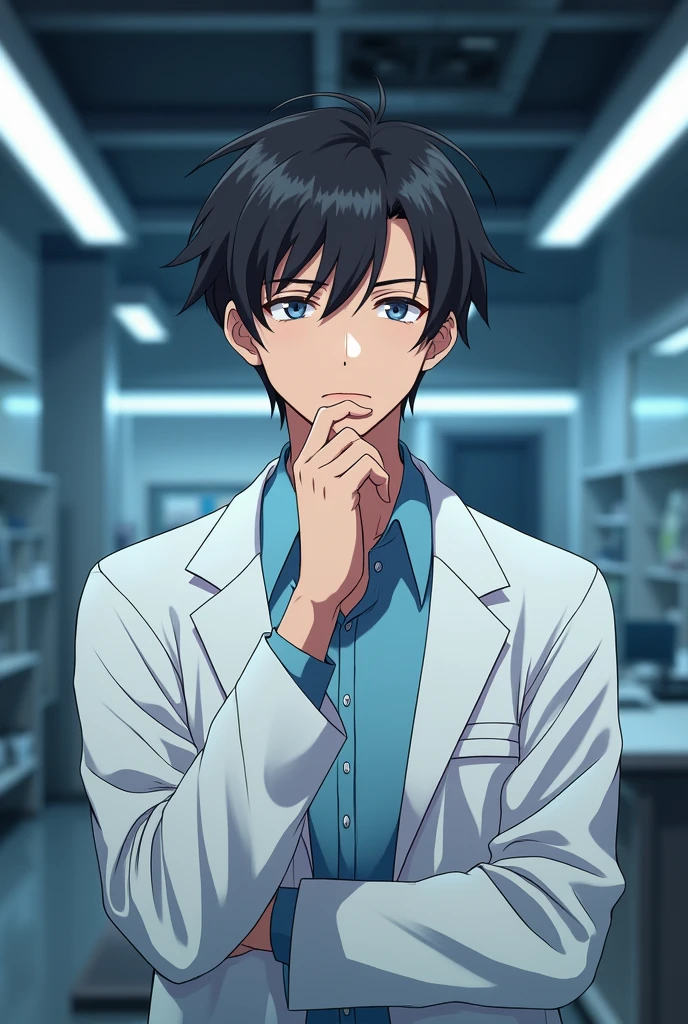 Handsome anime scientist still thinking 