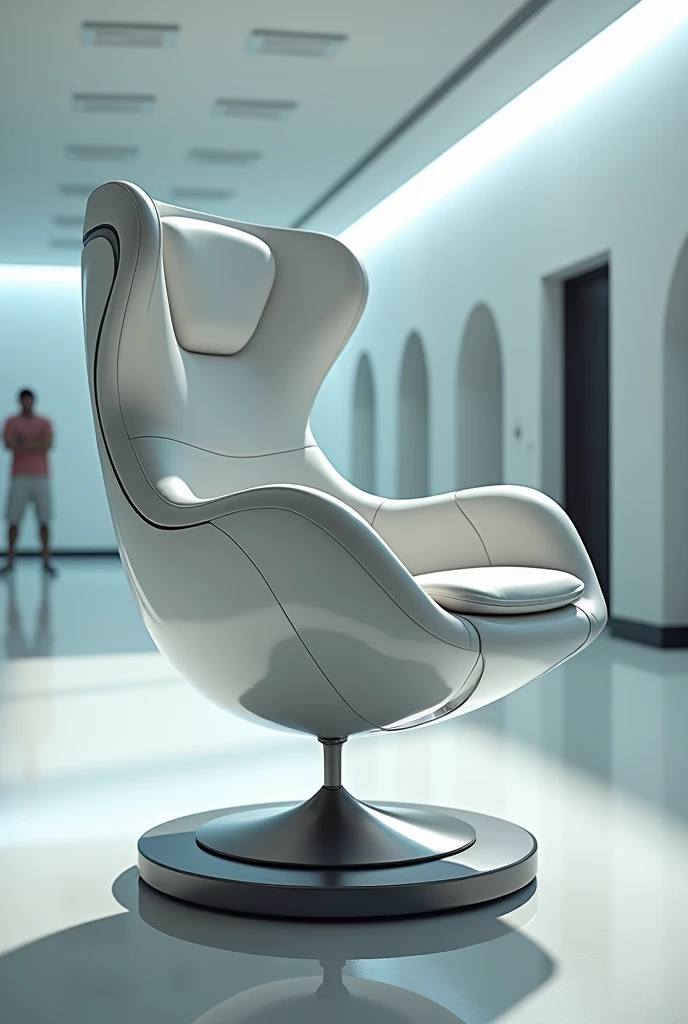 Floating chair using magnetic plate, with armrests , footrest and a pad