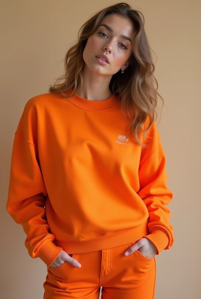 Create a creative and fashionable orange sweatshirt