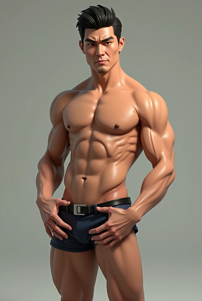GTA character looking like me 3D customized half Japanese holding his penis