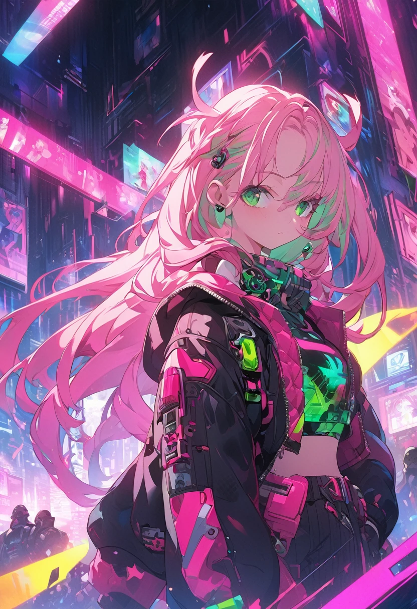 Anime girl with green eyes and neon long hair in black and pink outfit, Bad guy anime 8k, Anime style 4k, Anime Cyberpunk Art, Best Anime 4K Konachan Wallpapers, Anime Wallpaper 4K, Anime Wallpaper 4K, anime art wallpaper 8 k, Anime Art Wallpaper 4K, Anime Art Wallpaper 4K, 4k anime wallpaper