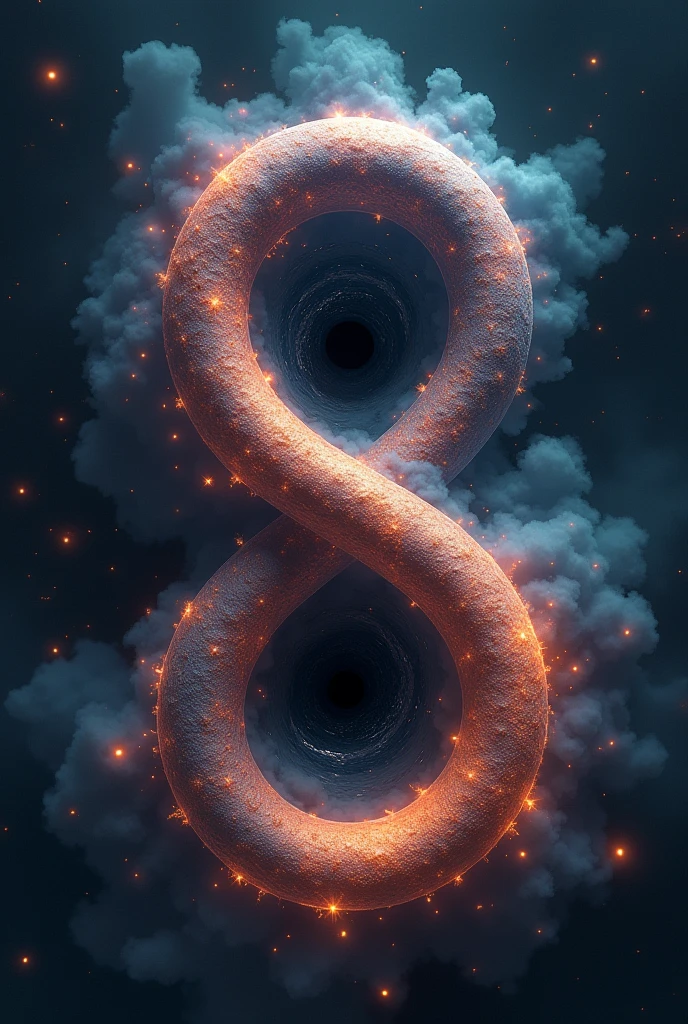 the sign "infinity", illustration that embodies human stupidity and greed, deformed figure of Einstein, background galaxy, black hole, shading effects, gradation magic effects, foggy filter effects, glitter effects, (ultra detailed, absolutely resolution, best quality:1.3), 2.5D, delicate and dynamic, artistic photography, hyper realistic, graphic CG digital artwork