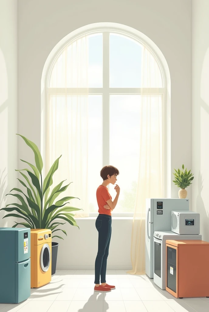 I want a drawing about Conscious Consumption of household appliances