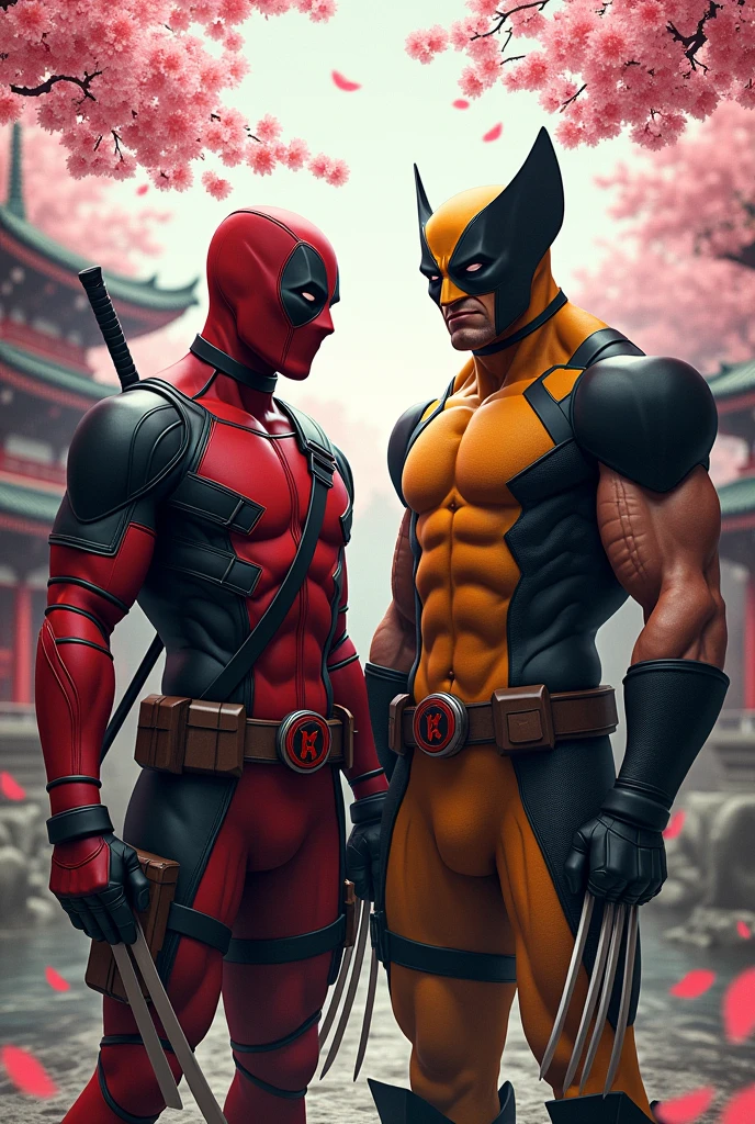 Deadpool and wolverine in japanese theme

