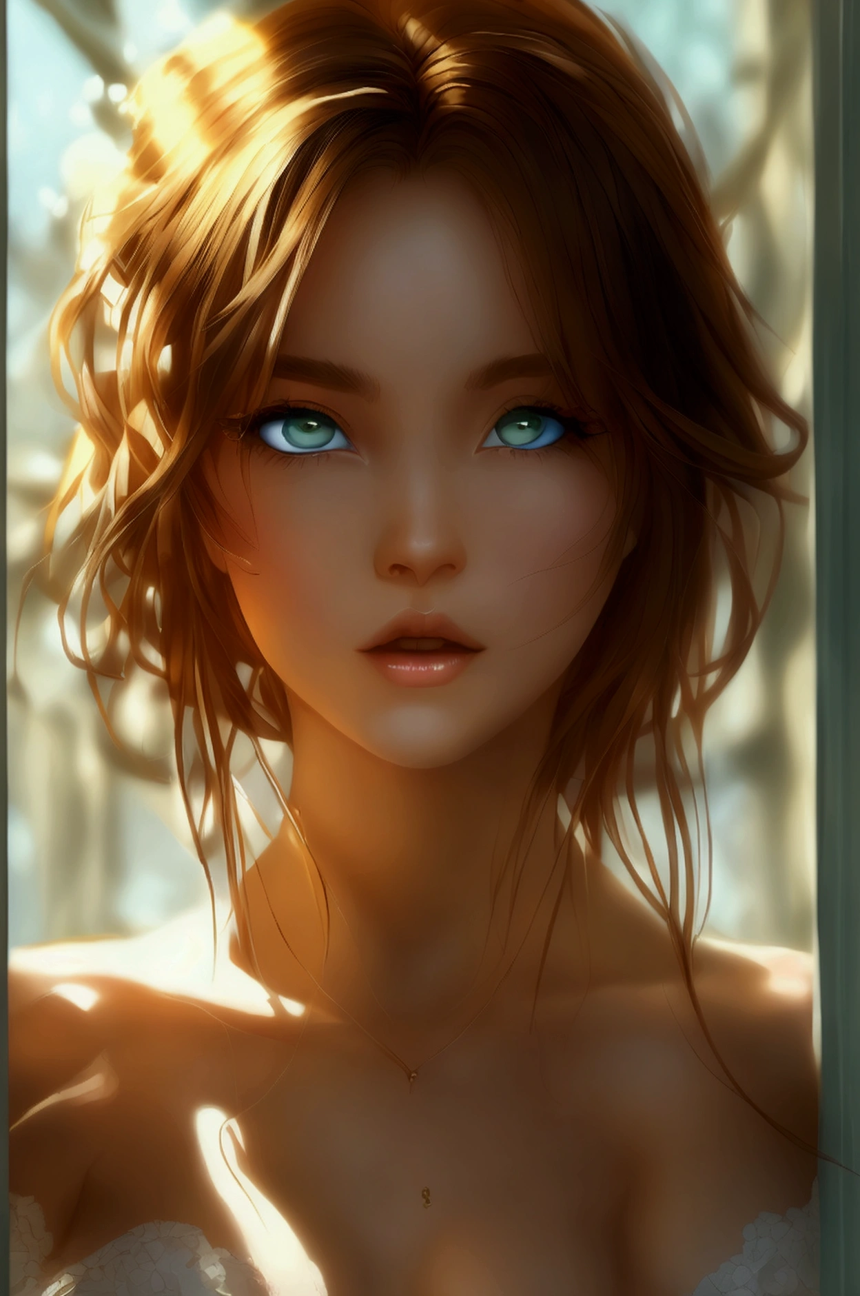 (SFW), masterpiece, Best Quality, high resolution 64k, professional artwork, famous work of art, clean, cinematic lighting, pretty eyes + detail, beautiful hair + detail, (cute young female body:1.4), (nice small breasts), lactation, happy:1.3, smile:1.3, sexy looking at the viewer, sexy lips, by the floating,anosilo II, ((TFG1:1.5)), inside, door, via open, from above