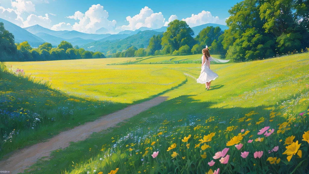 A beautiful butterfly in a landscape, 1girl, intricate detailed butterfly wings, butterflies flying, lush green garden, sunlight shining, puffy white clouds, vibrant colors, pastoral scene, children playing, cute smiling children, soft lighting, photorealistic, (best quality,8k,highres,masterpiece:1.2),ultra-detailed,(realistic,photorealistic,photo-realistic:1.37),digital art, landscape painting