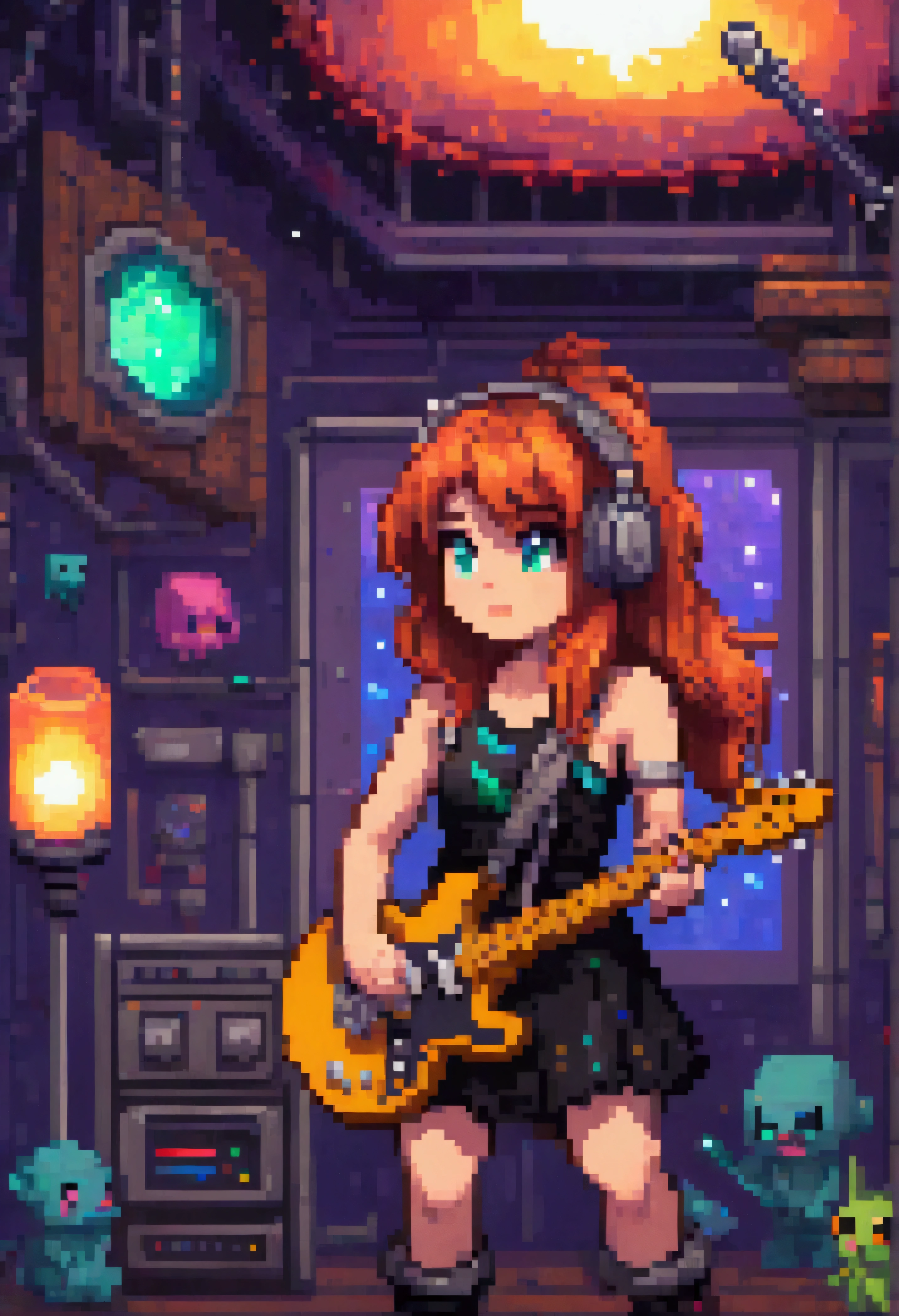 The metalcore music genre in pixel art style