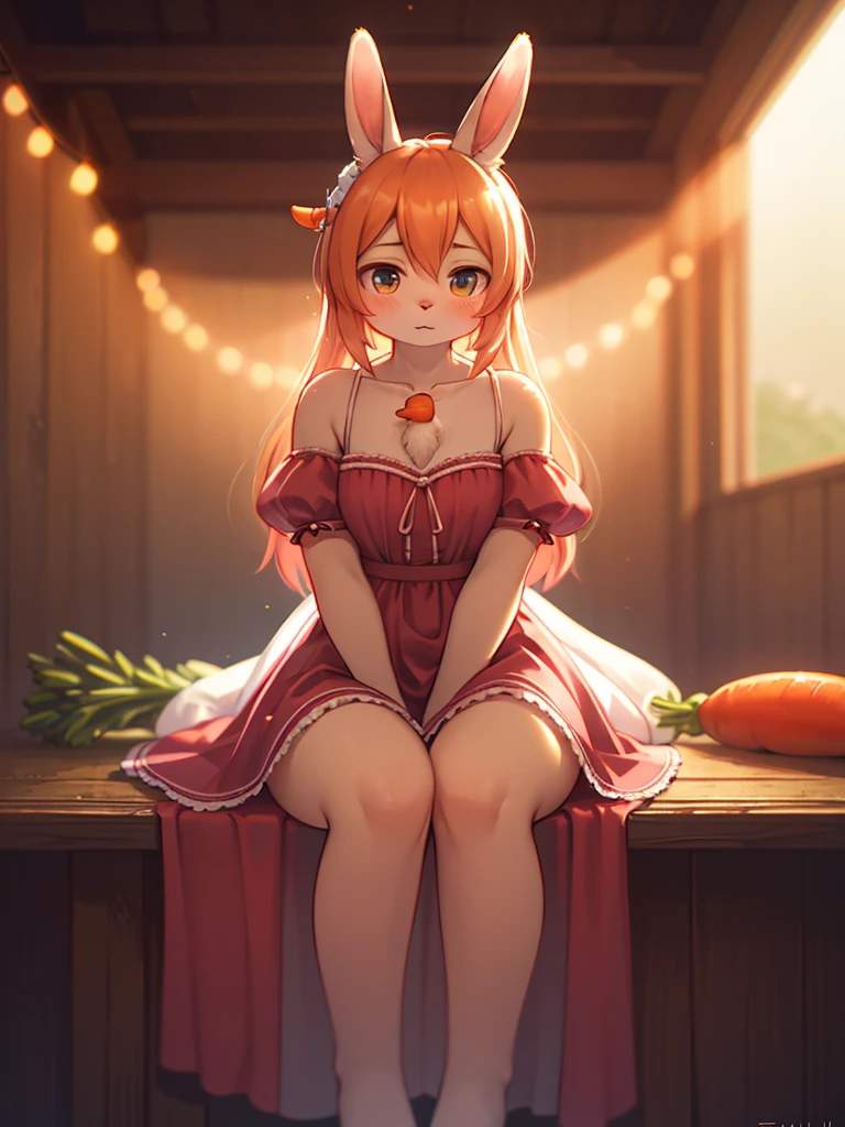 1 girl, Misty Pokemon, Kasumi Pokemon, (red hair), green eyes, gentle light, soft, soft light, delicate, (small breasts), dripping, cum, side ponytail, full body shot, vagina, happy, smile, spread legs, )short orange dress, frilly dress, frills, petticoat)