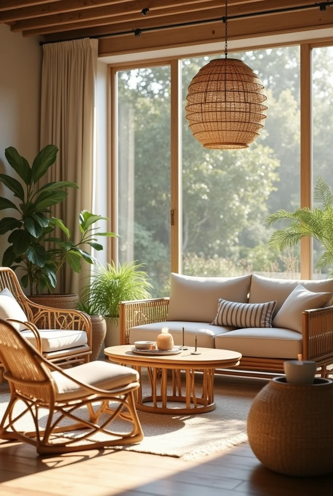 Rattan and wood furniture