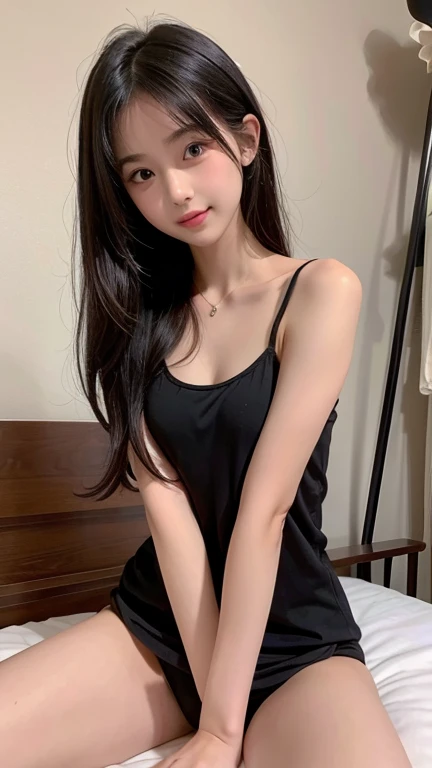 (Highest quality)), ((masterpiece)), (detailed), ((Cute 14 year old girl in a black camisole,The camisole is see-through and very sexy..2)),(((Very small breasts 1.5)))
Beautiful Face,Beautiful teeth alignment,Beautiful 8-head body line,Slender body,Beautiful long arms,Beautiful long legs,Long and supple hair,Shiny black hair,Embarrassed expression,blush,Thin lips,Beautiful shoulders,Beautiful clavicle、Woman sitting on bed,Excited,A lot of semen is scattered all over the woman's body,(((NSFW1.8))),Lots of love juice,((Ahegao face of a woman climaxing 1.9)),orgasm,Open your mouth wide and stick out your tongue,Drooling,((((Spread your legs,Spread your legs仰け反る女性)))),Expressions of Ecstasy,Climax expression,blush,Crying face,A pose where you can see your anus clearly with your legs spread,