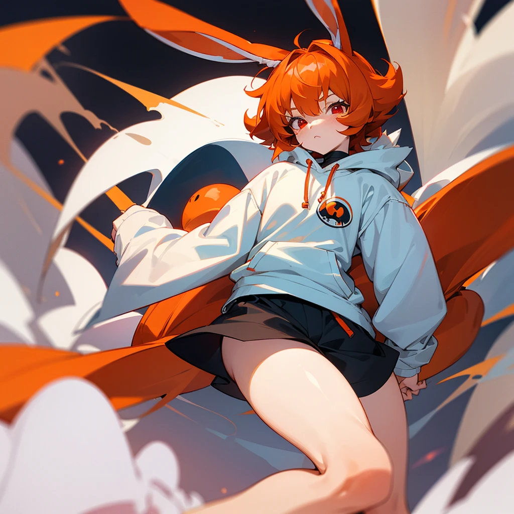anime boy, short boy, 17 years old, orange hair, red eyes small, cute, short hair, boy, small, long sleeve, hair with bangs, orange bunny ears, bunny tail

(*I'm Lilo, 5'2, a short bunny boy)


(I wear an oversized white hoodie, black shorts and white leg warmers, oversized hoodies made me look shorter than I really was, I had ginger short, curled and fluffy hair with big ginger bunny ears and tail, white skin and red eyes, I have an defensive, outgoing, sassy but also cynical personality and I have a cute appearance)


*my bunny form, my fur was fluffy and ginger like my hair, and I had red eyes, and a very fluffy bunny ears and tail*