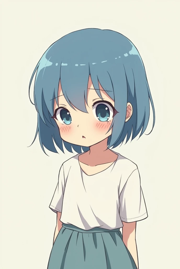 skullgirls little anime blue girl crying personality shy low simple design