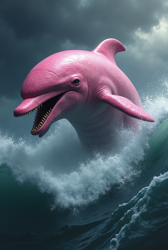 threatening pink dolphin