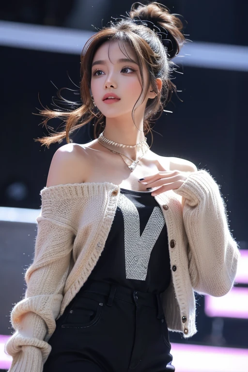 Beautiful girl modern fashion singer