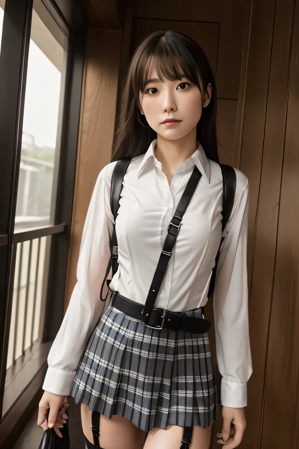 1 female, , high quality, masterpiece, Ultra-high resolution, Cinema Lighting, 1 female, , high quality, masterpiece, Ultra-high resolution, , Cinema Lighting, suspenders Moderate breasts Small face Looking up Sweat Thin belt buzzer 脇Sweat garter belt Belt on pants holster Hands behind your back Looking up Anxious face Knee-high Knee socks Knee-highソックス garter ふとももにgarter belt Checkered mini skirt Panty shot Skirt gap Armament holster holster Hands behind your back Anxious expression Anxious face, legs apart Armament Leg Holster holster See-through clothing heavy rain Rain-soaked dress shirt,Moderate breasts ガーターbelt suspenders Garter on the thigh Checkered mini skirt Looking up Pause belt Armpit sweat Hands behind back Raise your hands