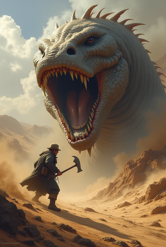 Sandworm fighting with old man miner