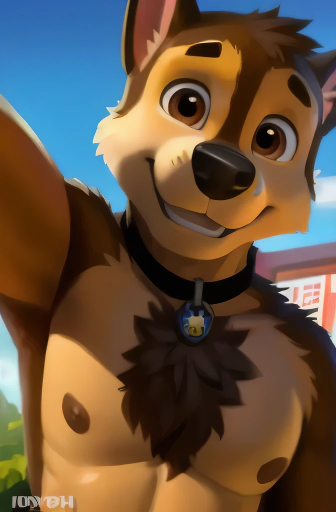 Chase smiles as he exposes his body to the viewer POV, arms above his head because he desperately wants it, detailed fluffy fur texture, impasto impressionism (by foxovh, ross tran, michael garmash, pino daeni, iskra), detailed eyes. , highly detailed pupils, alone, furry, antrum, chase-pp, domestic dog, male, brown eyes, brown fur, light brown body, fur body, naked, detailed fluffy fur texture, curvy, oiled, 1 adult, face Moaning, big pecs, muscular, big tail, thick and veiny penis, big balls, good body.