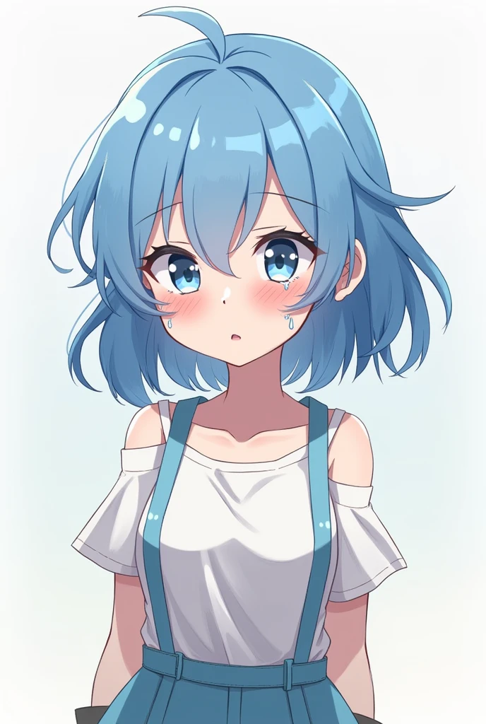 skullgirls little anime blue young woman crying personality shy simple design skullgirls full height art 16-18 years old Full length 