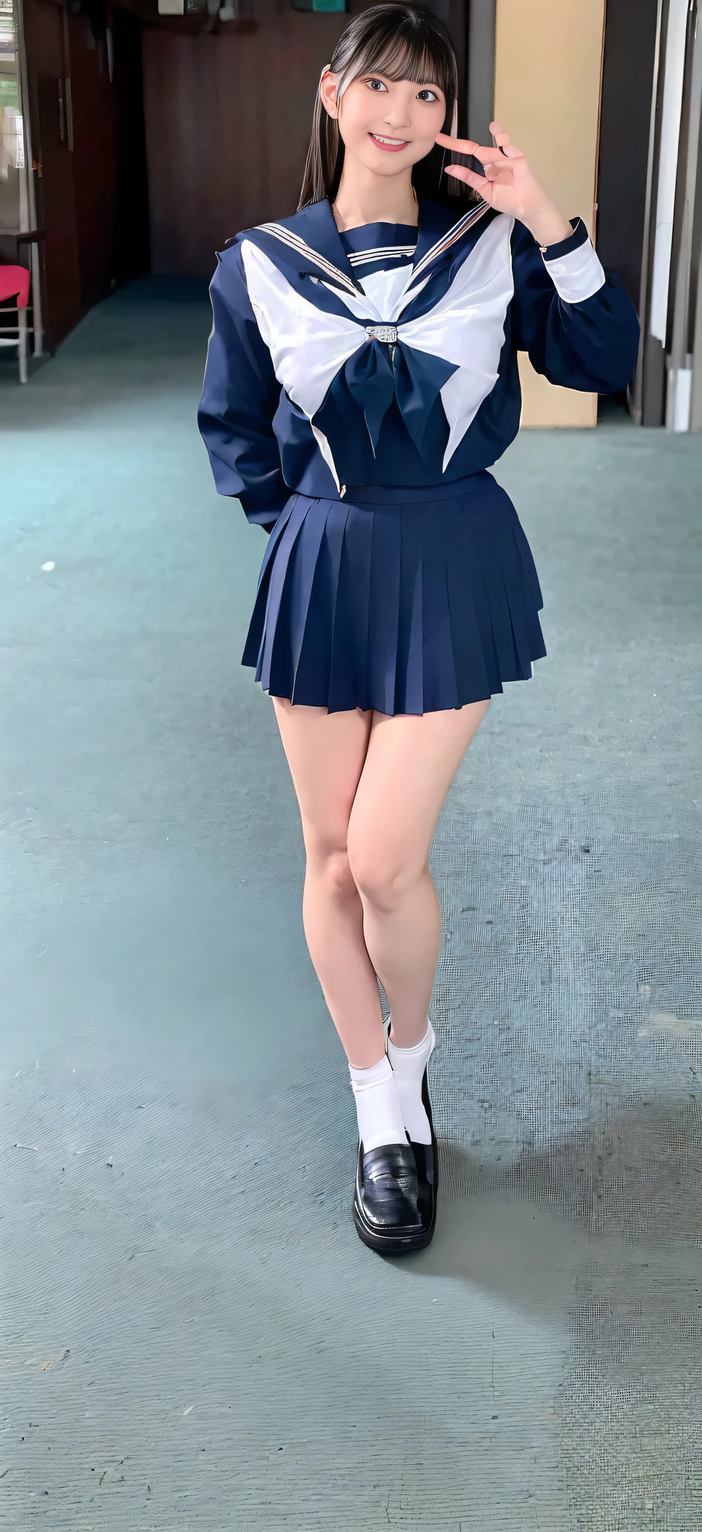 Blue and white color scheme,Student uniform,JK school uniform,Female pervert,Uniform heels,(Full Focus),(Full body shot :2),Must have stockings,Stockings at least knee-length,Puzzles are prohibited, Detailed and complex background, glittery, reflective light, hyper HD, Award-Awarded, A high resolution, High detail, Chiaroscuro, Cinematic lighting, Masterpiece, Ray traching,structurally correct, Super detail, High quality, High details, Best quality, 16k,anatomy correct