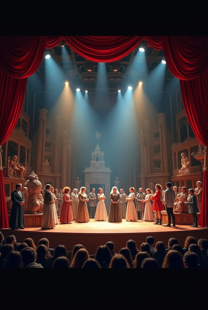 Theatrical work with audience and actors
