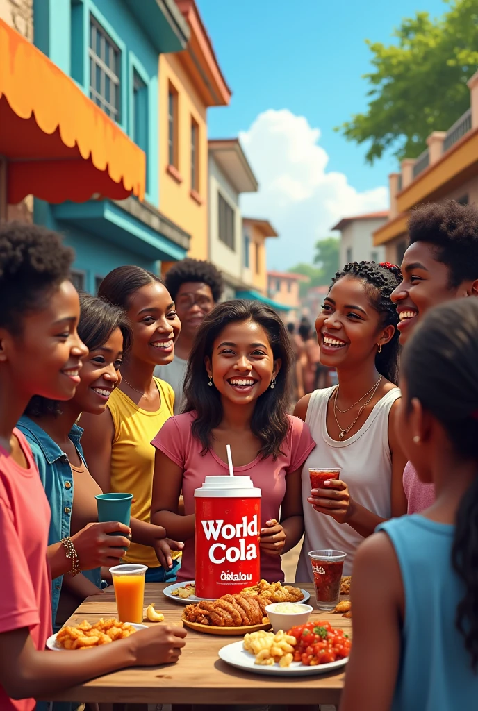 Affiche presentant, avec émotion, pour un évènement de street food avec World cola à Madagascar. Version réaliste avec des vrais humains

Collaboration entre World cola (boisson malgache) et Okalou (l'entreprise qui organise l'événement)
