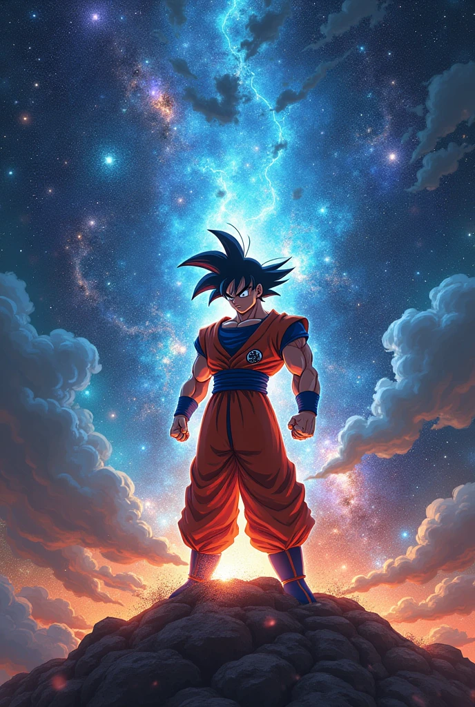 Draw a Goku or Gogeta in a galaxy