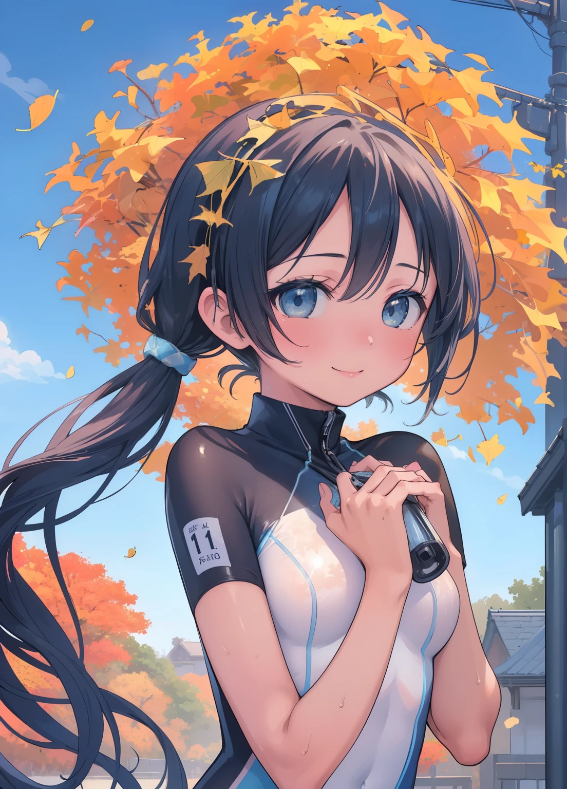 (masterpiece、Highest quality、Highest quality、Official Art、Beautiful and beautiful:1.2)、(One girl:1.3)Hatsune Miku、Twin tails,Beautiful breasts, Katsushika Hokusai,(Realistic), (Intricate details: 1.2), (Tabletop: 1.3), (Highest quality: 1.4), (Ultra high resolution A: 1.2), Ultra high resolution A, (Detailed eyes), (Detailed face), Dramatic lighting, Sharp focus, 1 Beautiful Girl,Beautiful Japanese Idols,(Sexy Road Bike Racing Uniform),Uniform with open chest,age girl with perfect bike ride,In addition々Cowardly face, Beautiful Face, smile,Big Ass,Glossy Skin,Perfect hands,Beautiful legs,(Ride a road bike:1.2),Ginkgo tree with leaves,Autumn blue sky,(Leaves fall...),Dynamic Pose,Observe your audience,(Upper body:1.2),