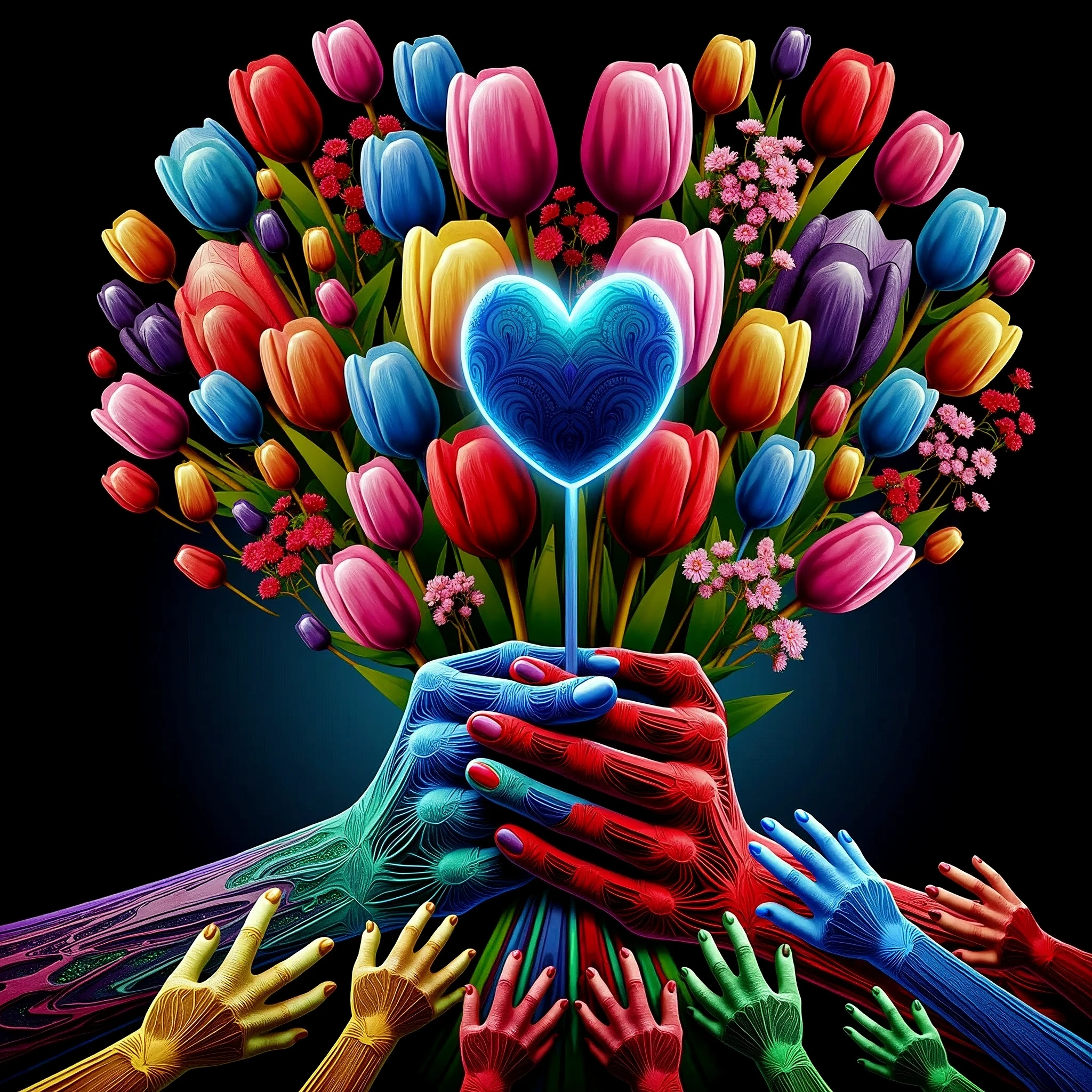 two hands holding one heart and one heart
