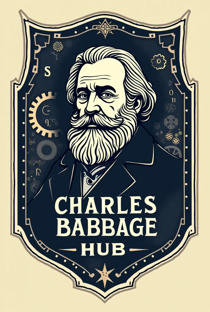 Create a logo about computer science hub with Charles babbage 
