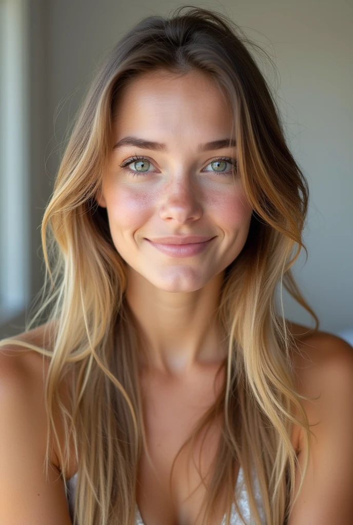 A white girl in her twenties, front facing photo