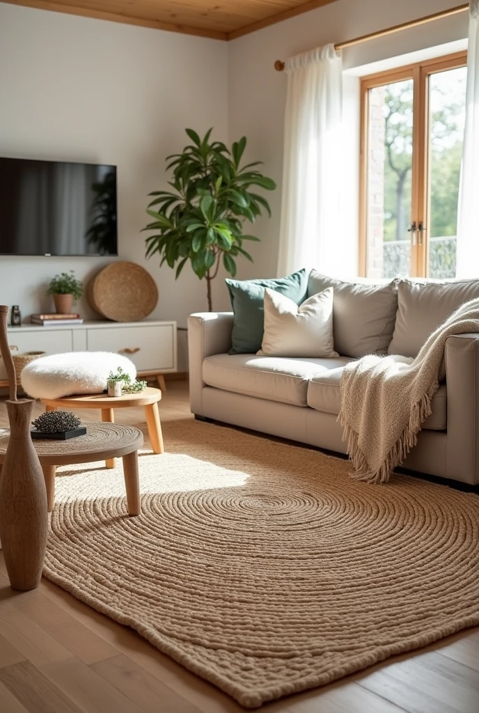 Rattan carpet for living room